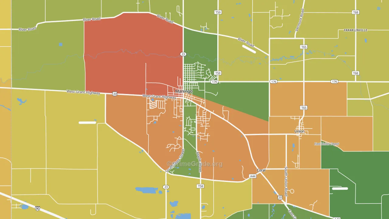 Marengo, IL Map of Burglary Rates