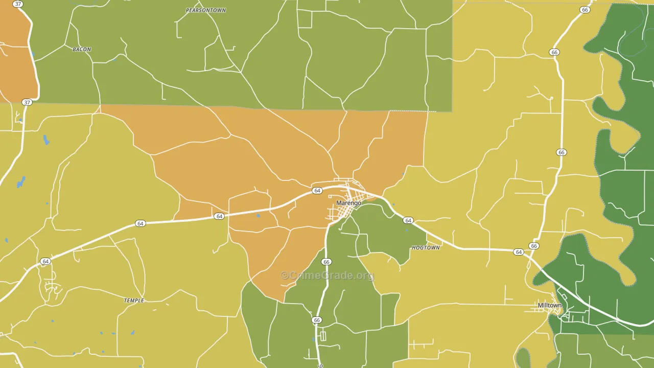 Marengo, IN Map of Burglary Rates