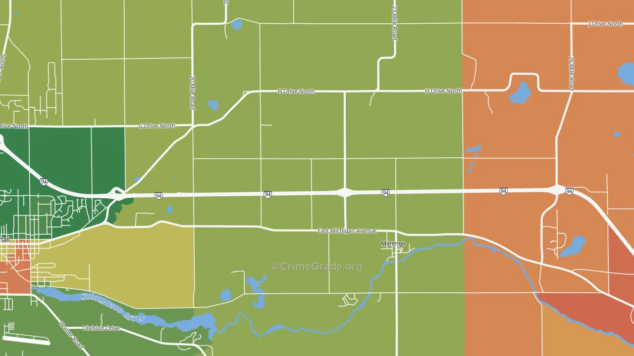 Marengo, MI Map of Burglary Rates
