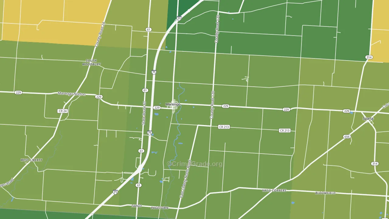 Marengo, OH Map of Burglary Rates