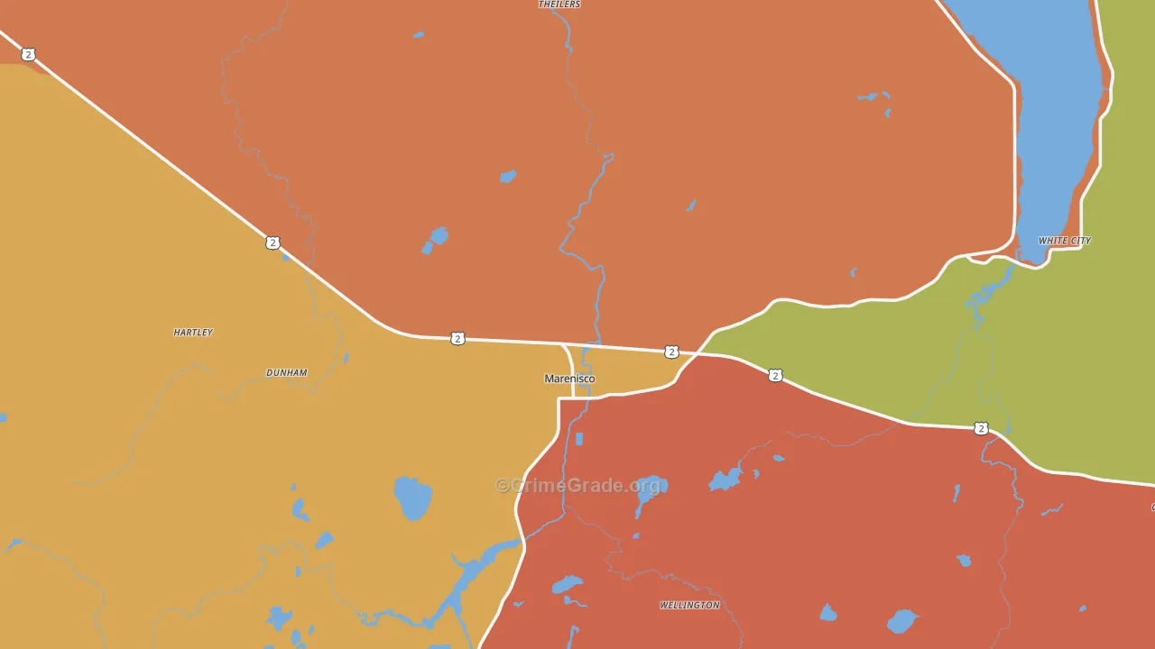 Marenisco, MI Map of Burglary Rates