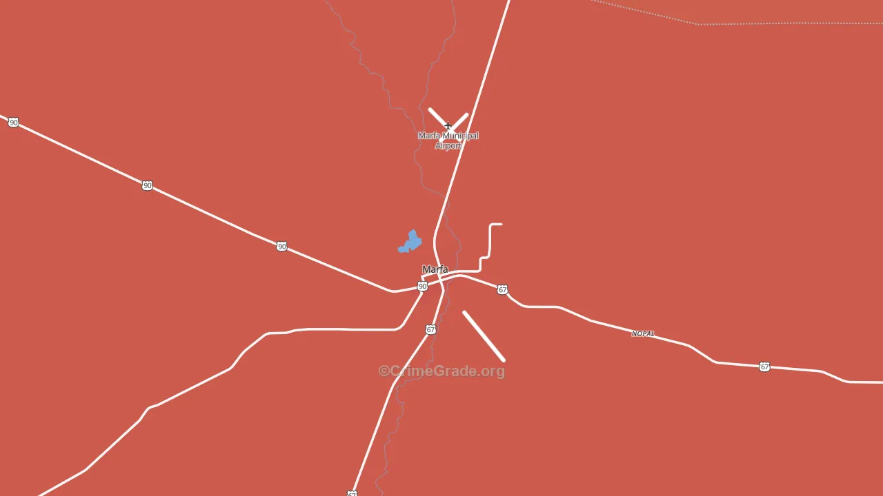 Marfa, TX Map of Burglary Rates