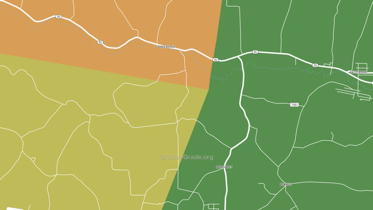 Margaret, PA Map of Burglary Rates