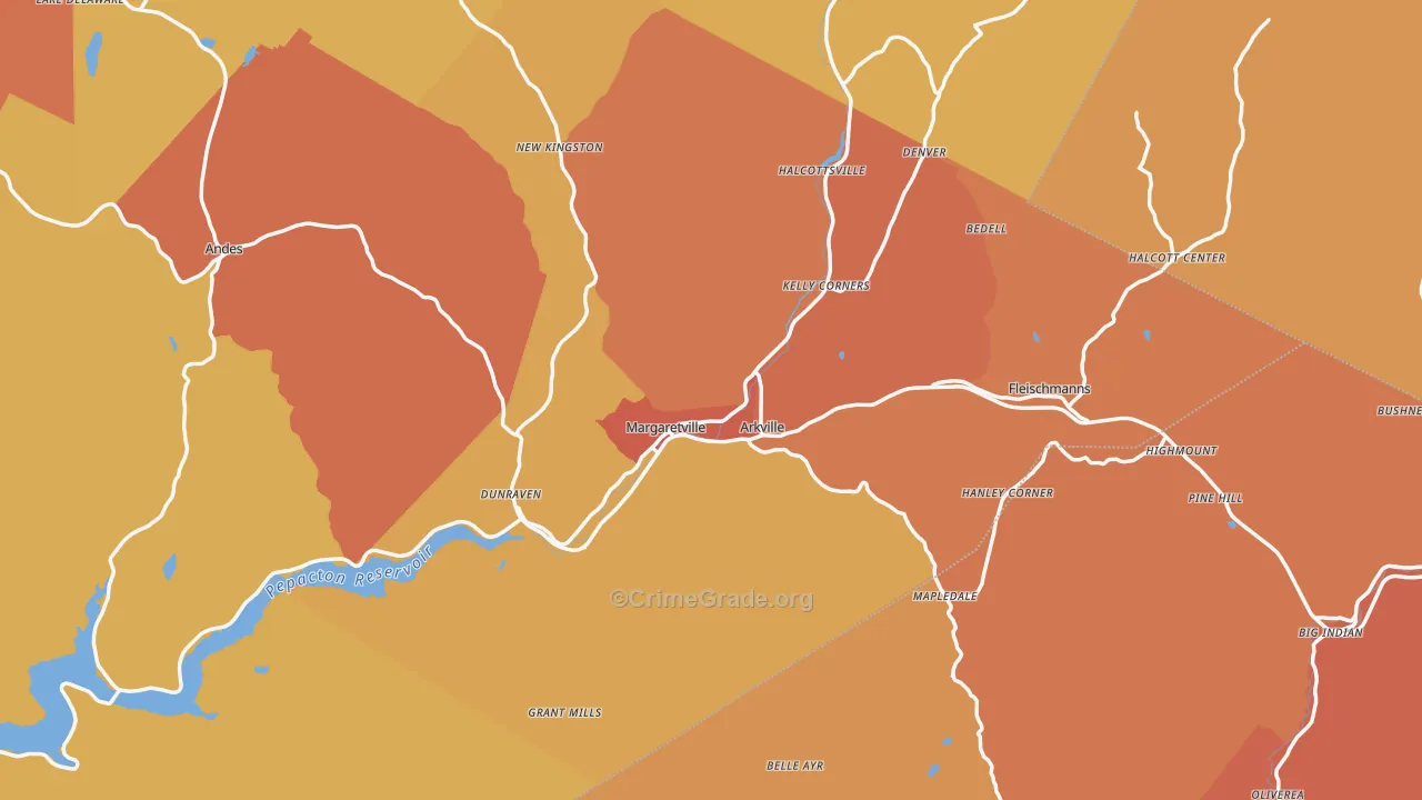 Margaretville, NY Map of Burglary Rates