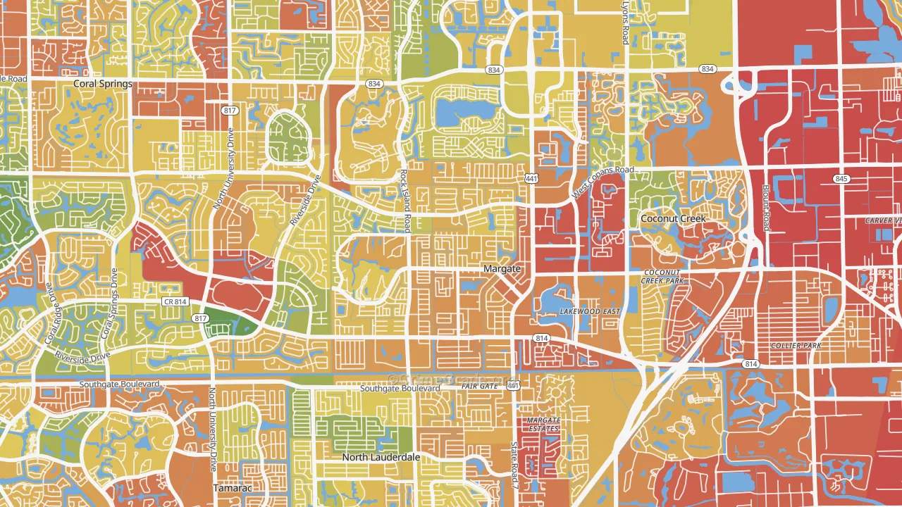 Margate, FL Map of Burglary Rates
