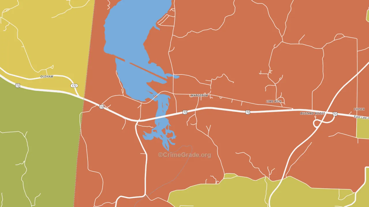 Margerum, AL Map of Burglary Rates