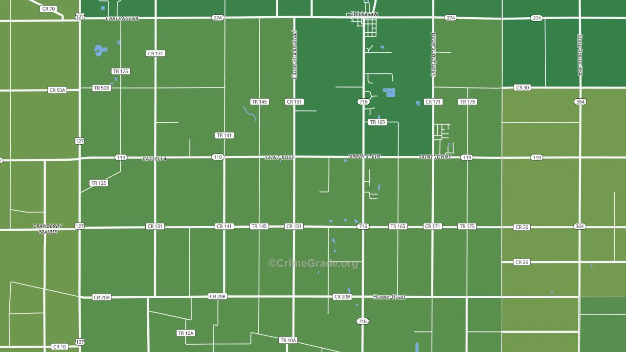 Maria Stein, OH Map of Burglary Rates