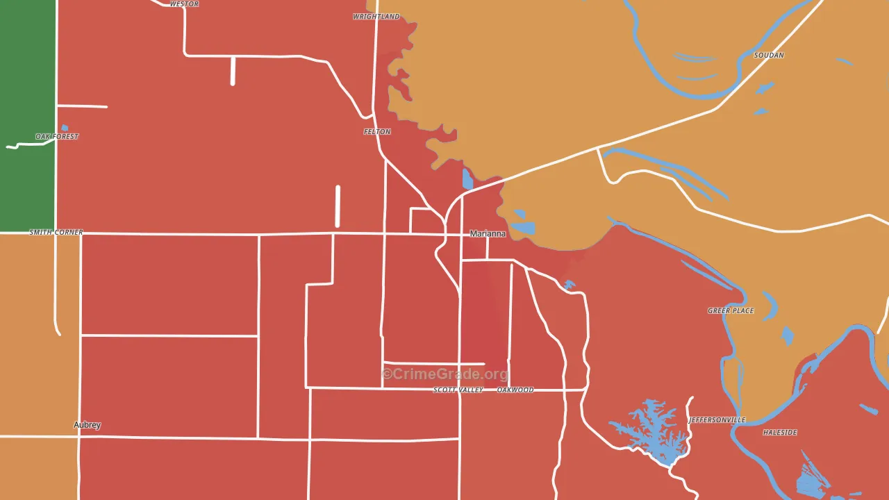 Marianna, AR Map of Burglary Rates