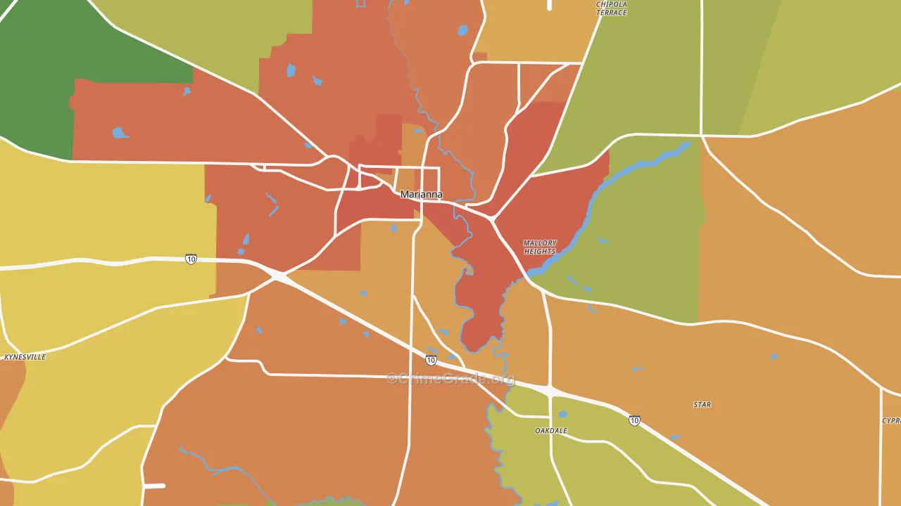 Marianna, FL Map of Burglary Rates