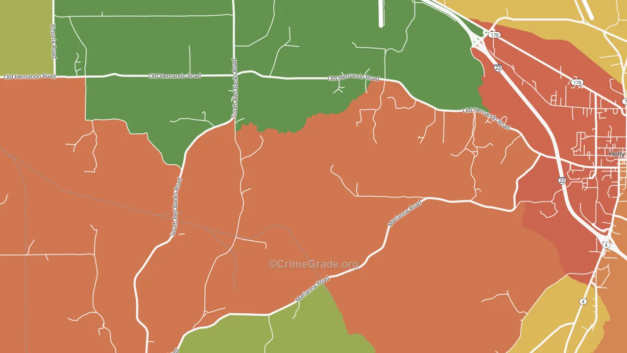 Marianna, MS Map of Burglary Rates