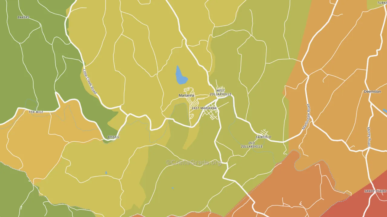 Marianna, PA Map of Burglary Rates