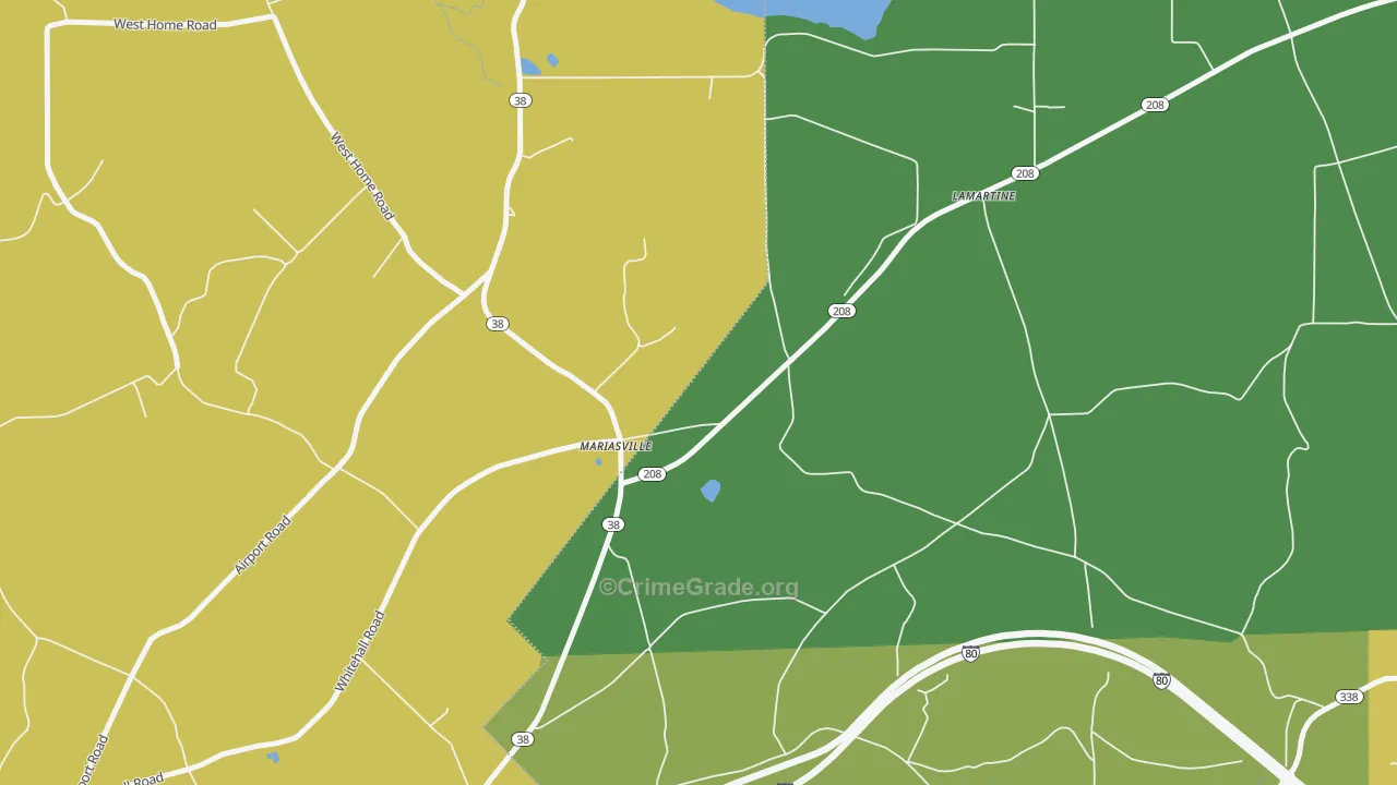 Mariasville, PA Map of Burglary Rates