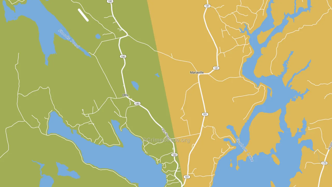 Mariaville, ME Map of Burglary Rates