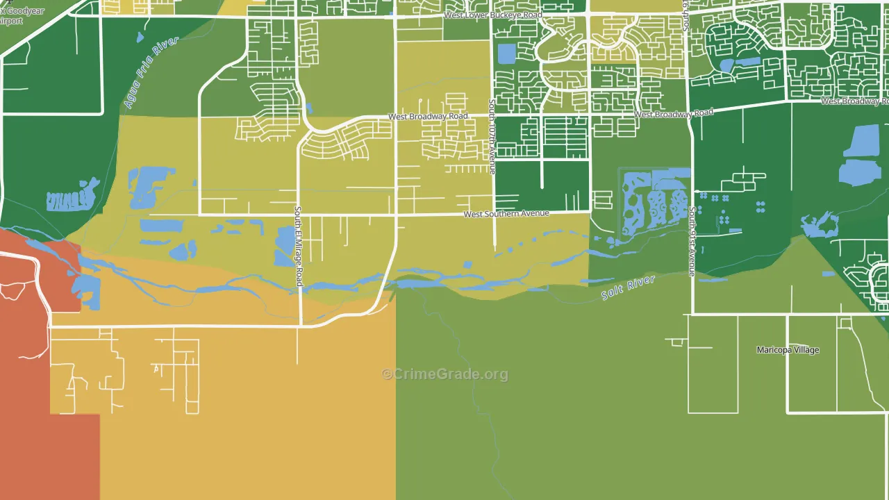 Maricopa Village, AZ Map of Burglary Rates