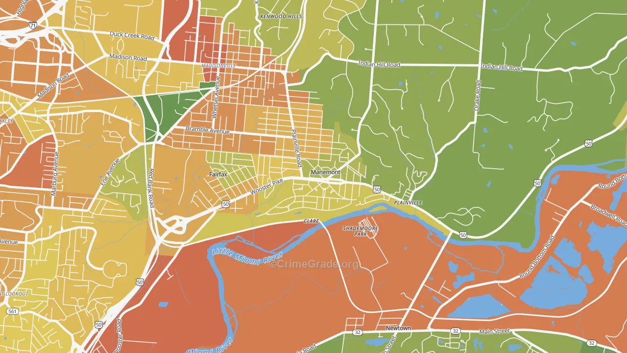 Mariemont, OH Map of Burglary Rates