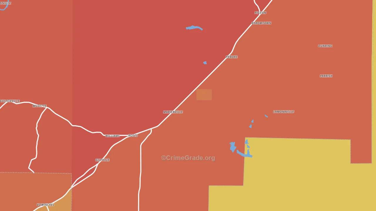 Marienville, PA Map of Burglary Rates