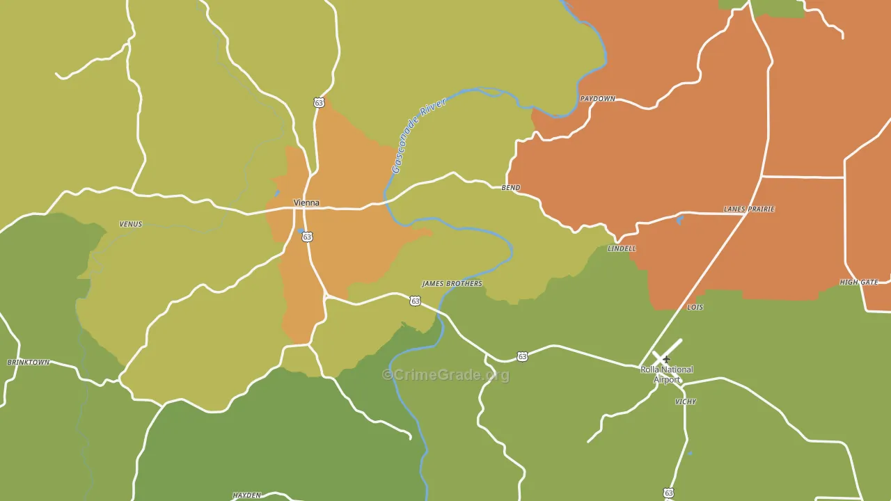 Maries County, MO Map of Burglary Rates