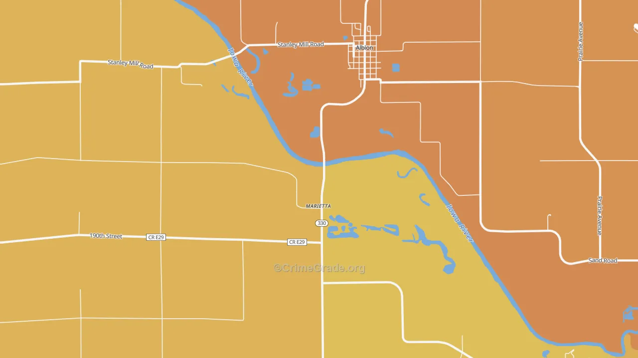 Marietta, IA Map of Burglary Rates