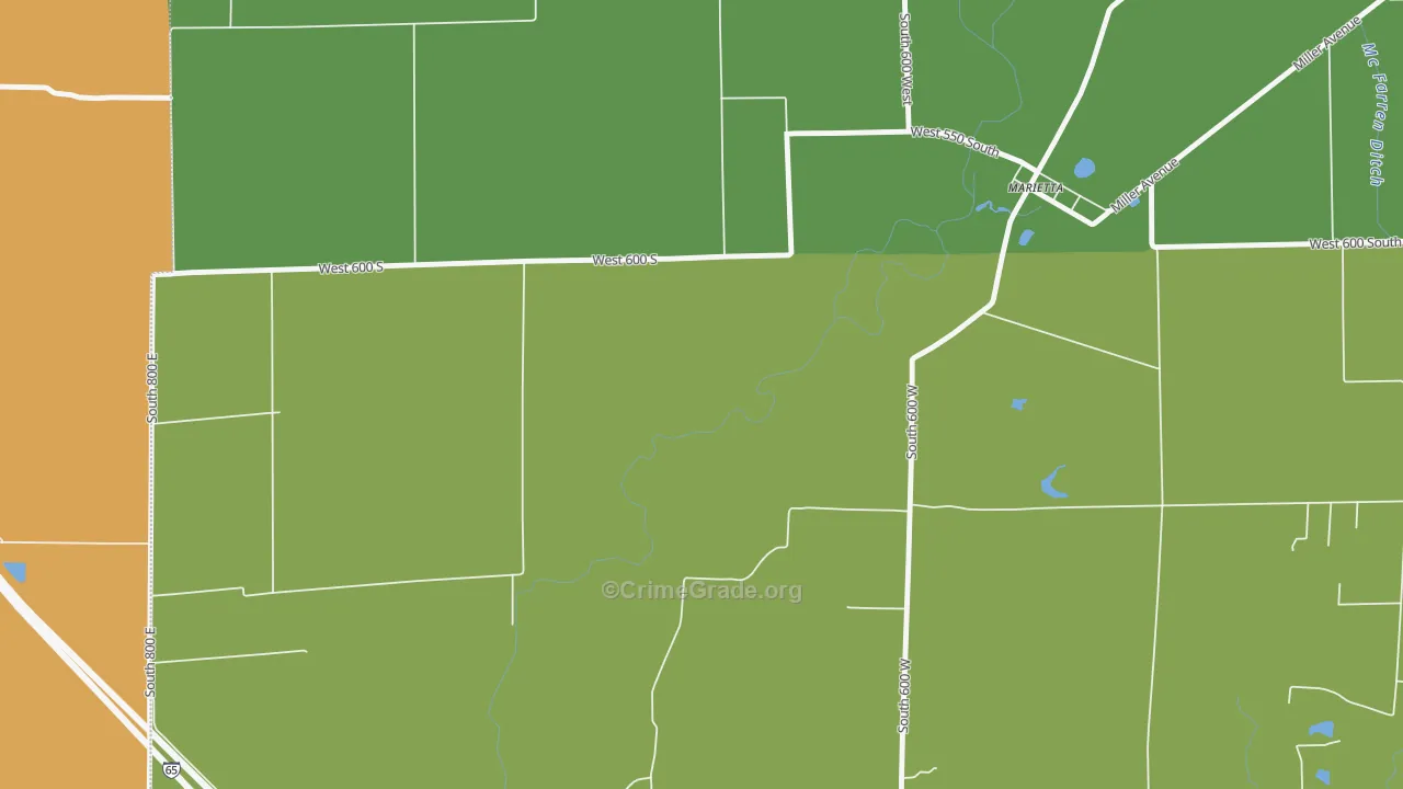 Marietta, IN Map of Burglary Rates