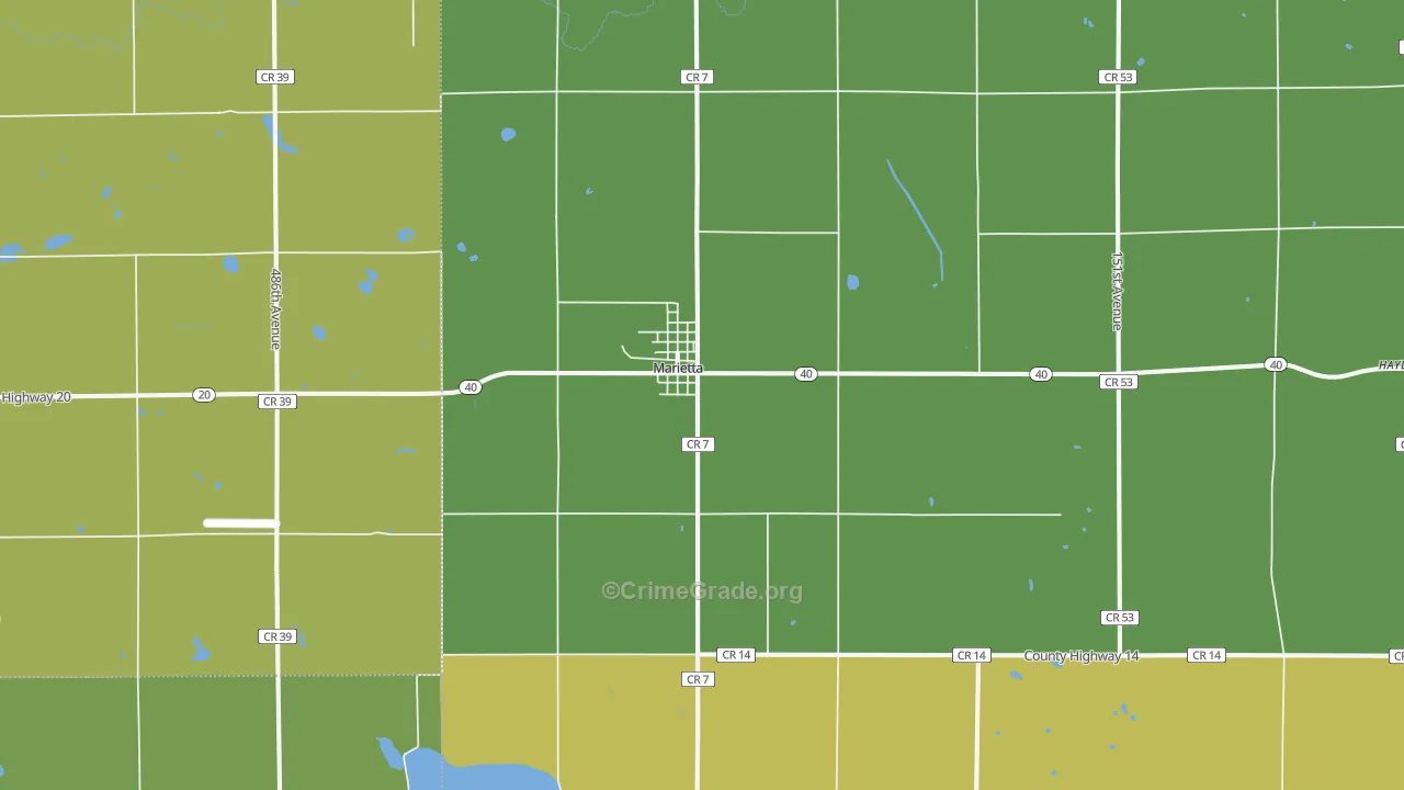Marietta, MN Map of Burglary Rates