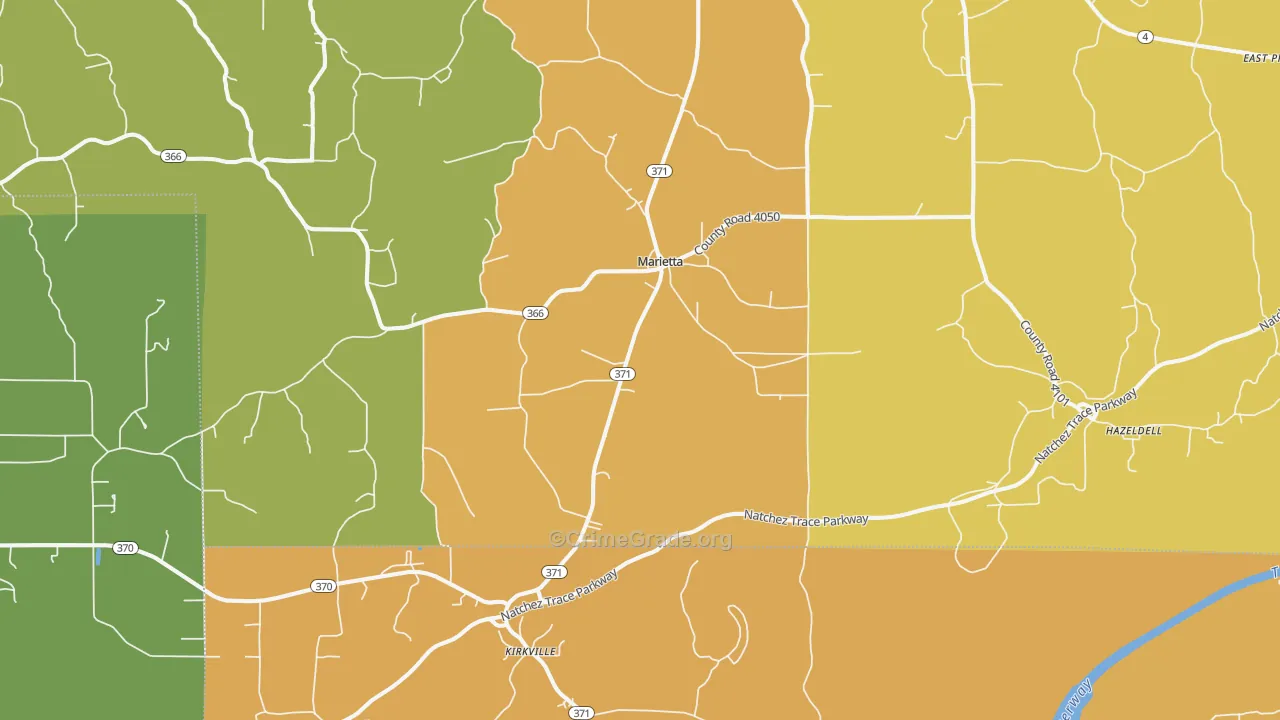 Marietta, MS Map of Burglary Rates