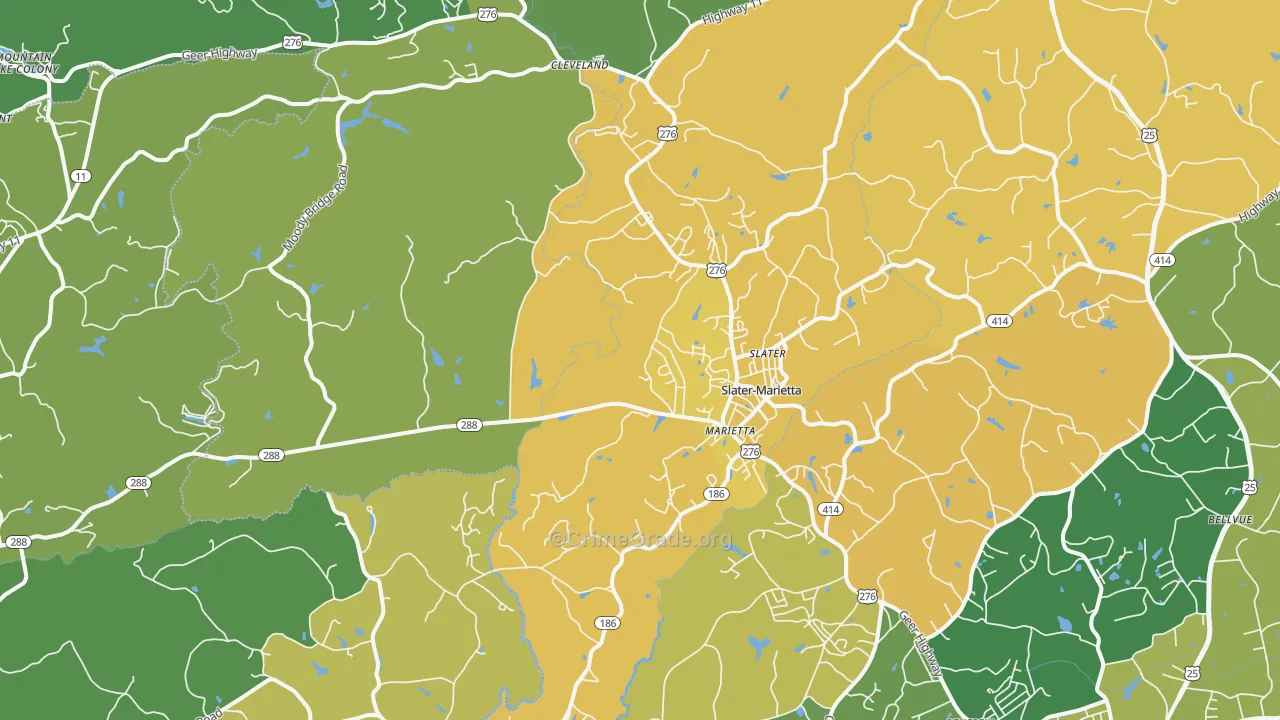 Marietta, SC Map of Burglary Rates