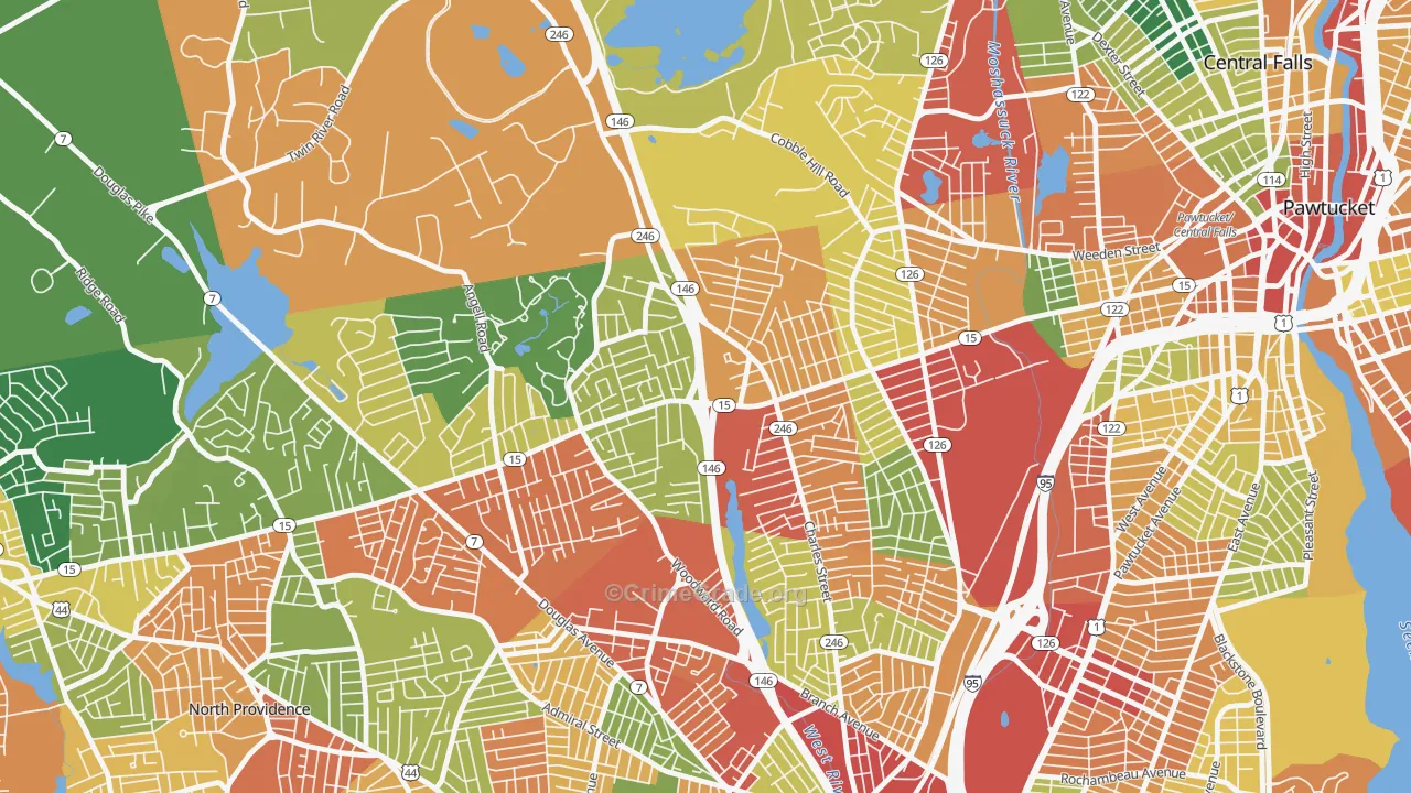Marieville, Providence, RI Map of Burglary Rates