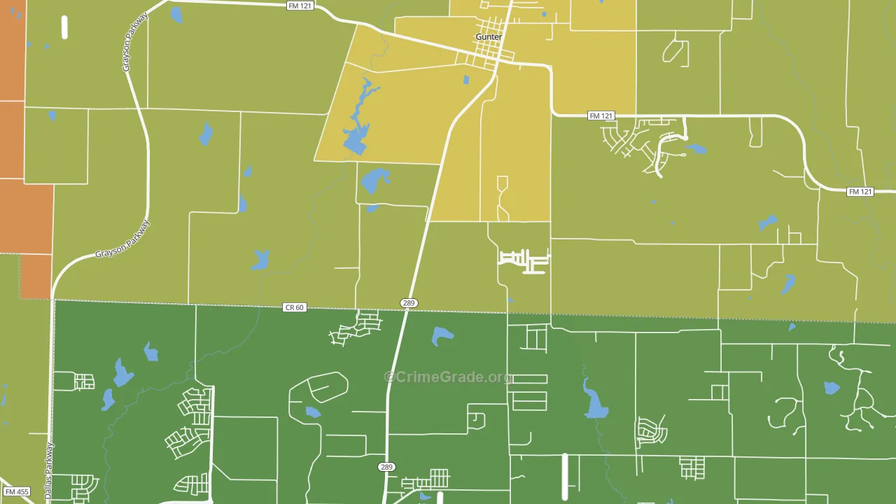 Marilee, TX Map of Burglary Rates