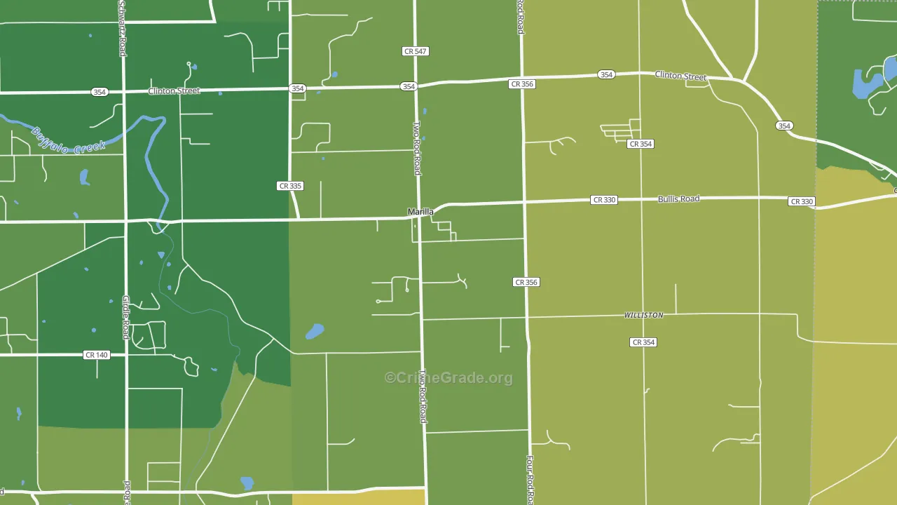 Marilla, NY Map of Burglary Rates