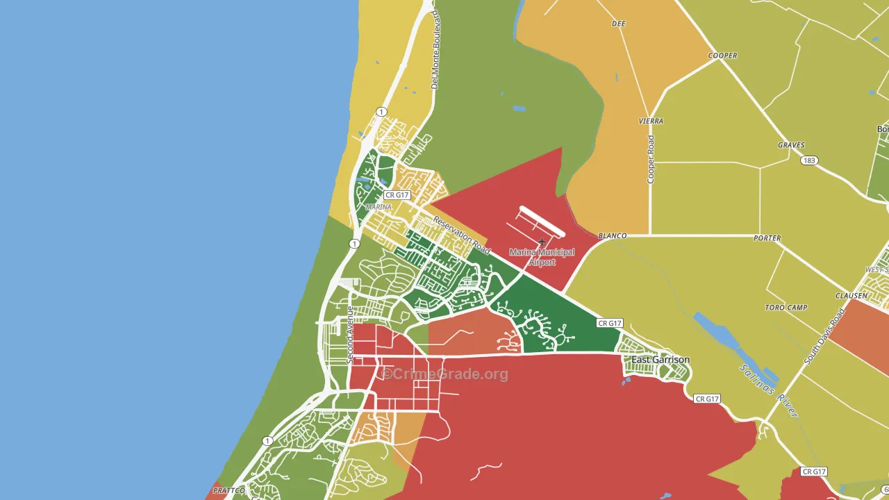 Marina, CA Map of Burglary Rates
