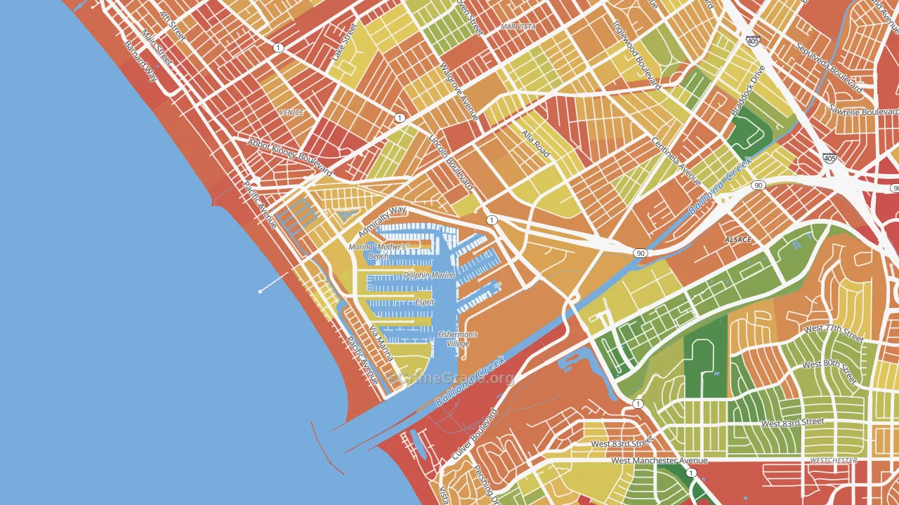 Marina Del Rey, CA Map of Burglary Rates