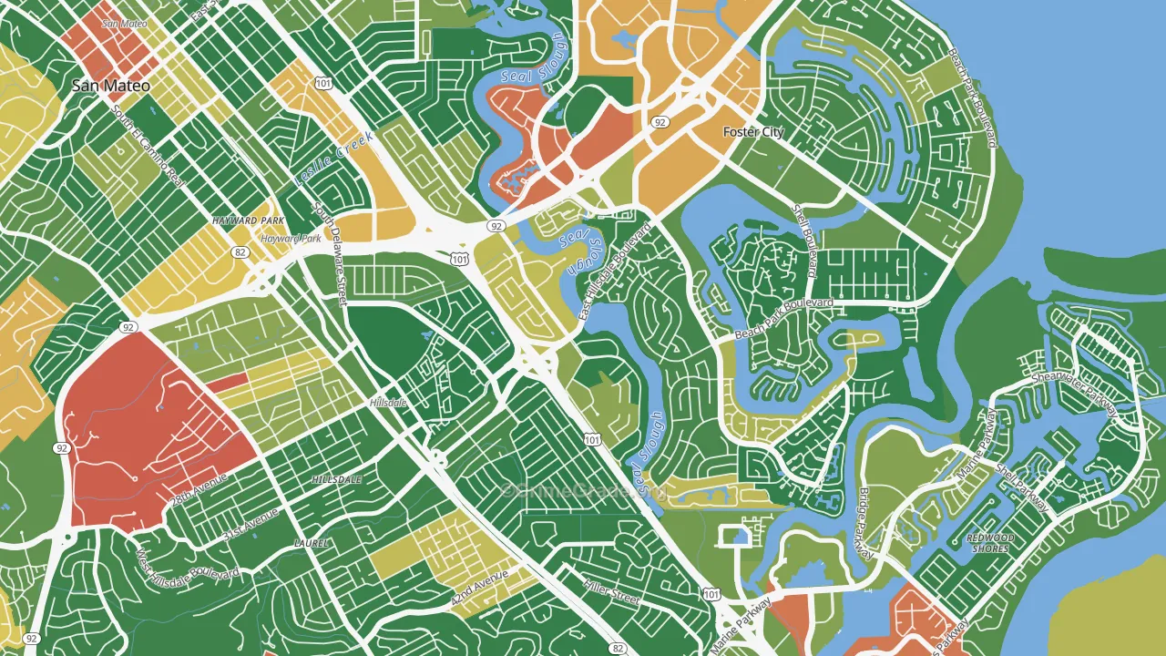 Marina Lagoon, San Mateo, CA Map of Burglary Rates