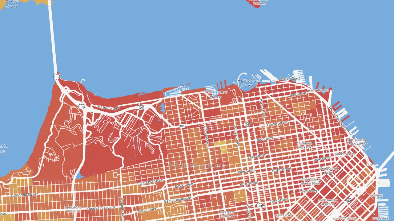 Marina-San Francisco, San Francisco, CA Map of Burglary Rates