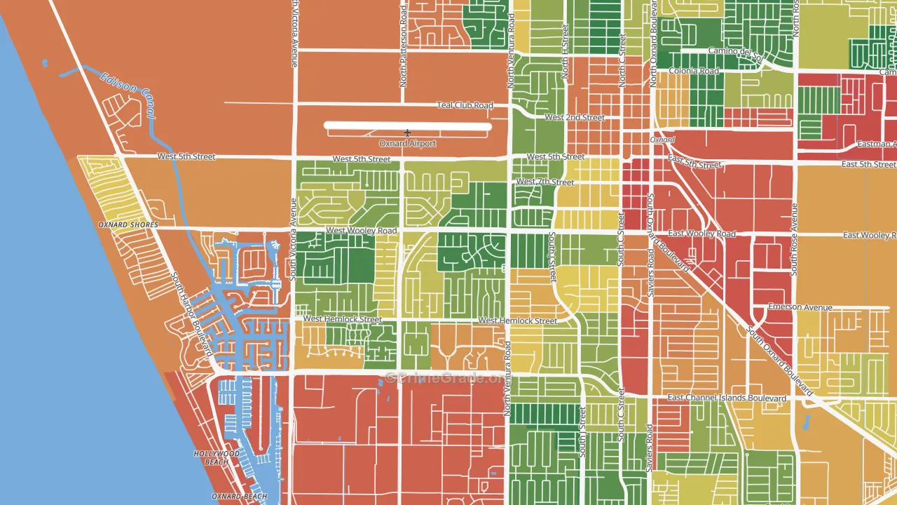 Marina West, Oxnard, CA Map of Burglary Rates