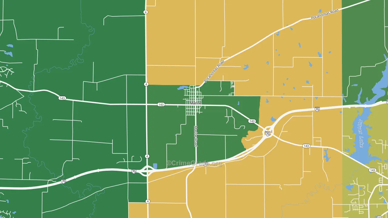 Marine, IL Map of Burglary Rates