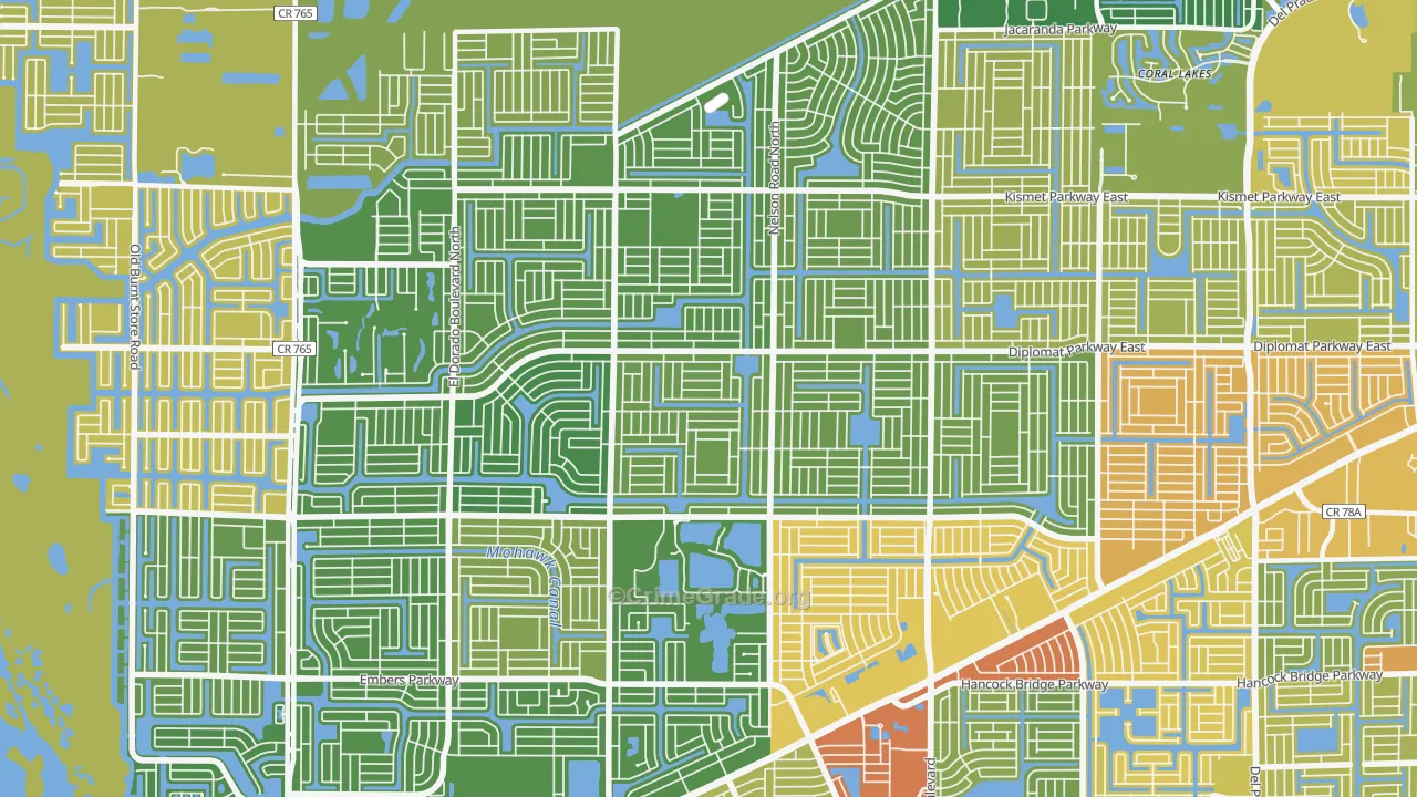 Mariner, Cape Coral, FL Map of Burglary Rates
