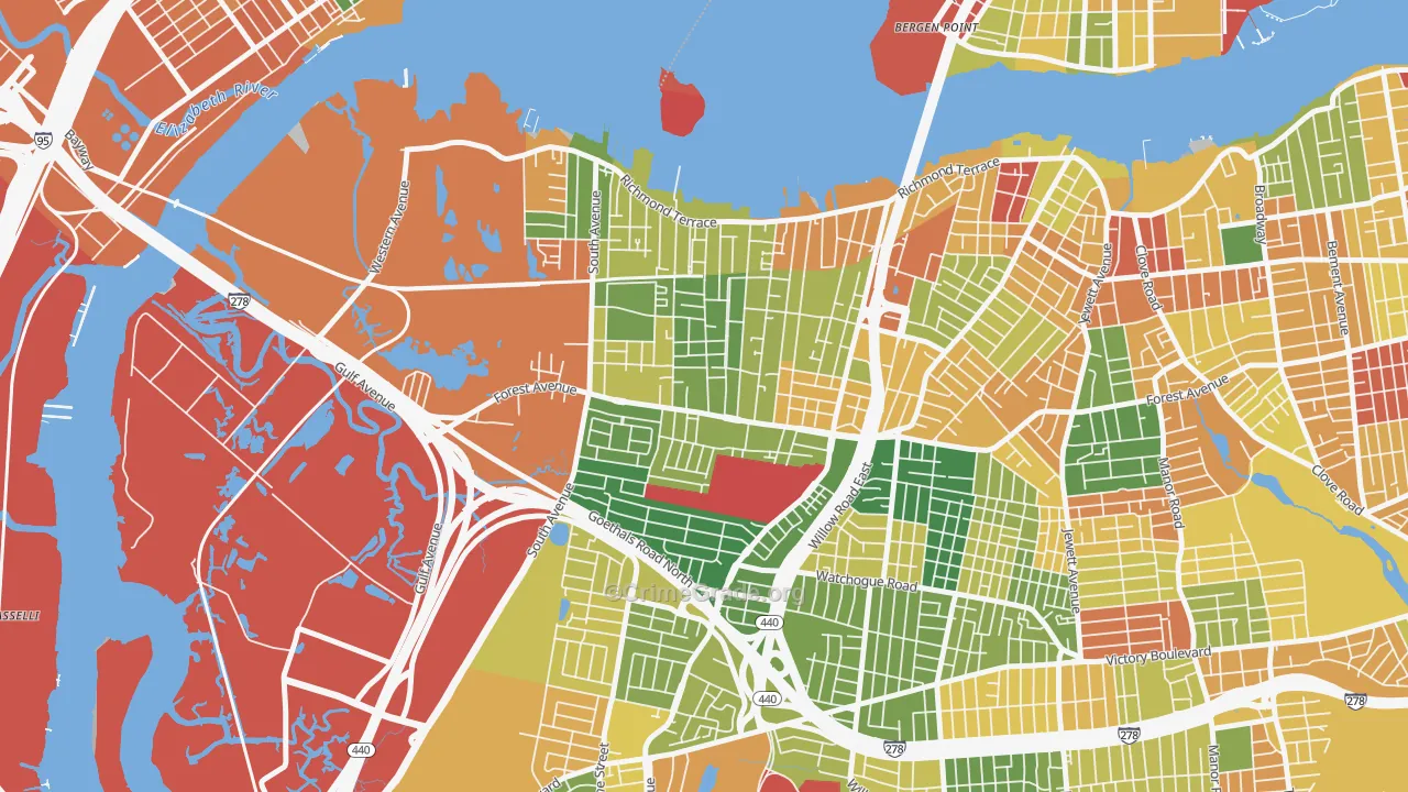 Mariners Harbor, Staten Island, NY Map of Burglary Rates