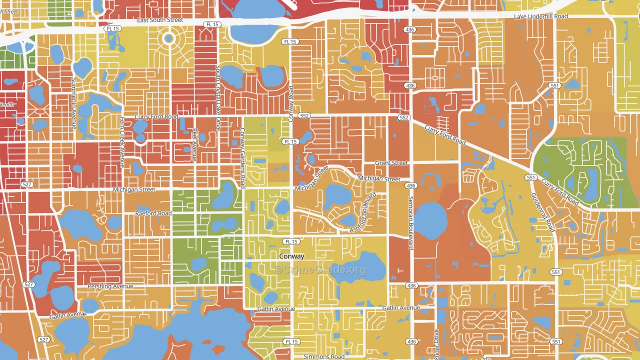 Mariners Village, Orlando, FL Map of Burglary Rates