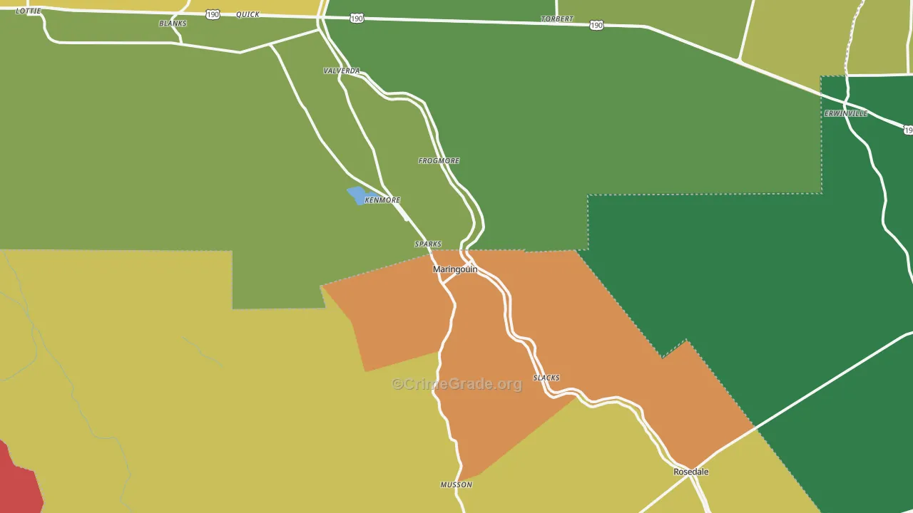 Maringouin, LA Map of Burglary Rates