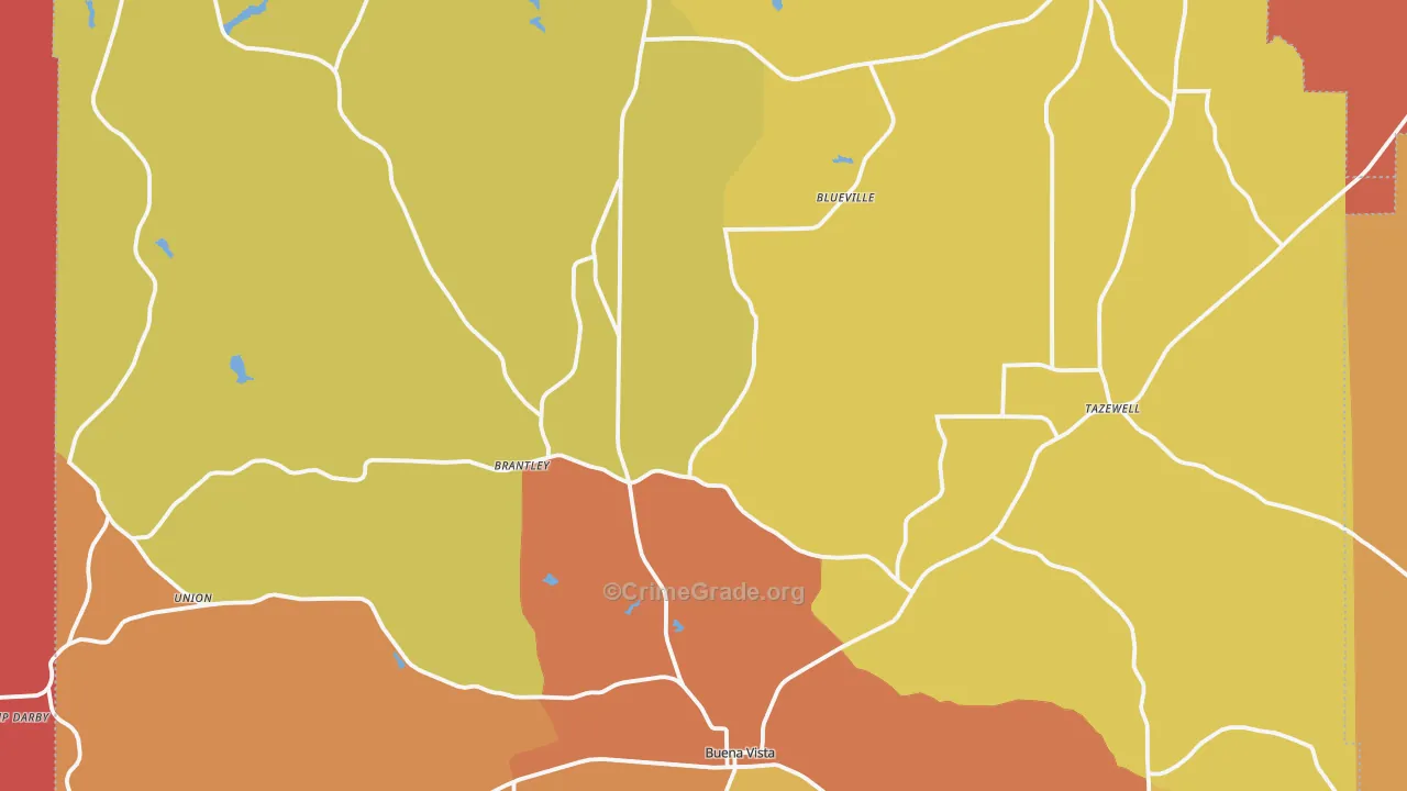 Marion County, GA Map of Burglary Rates