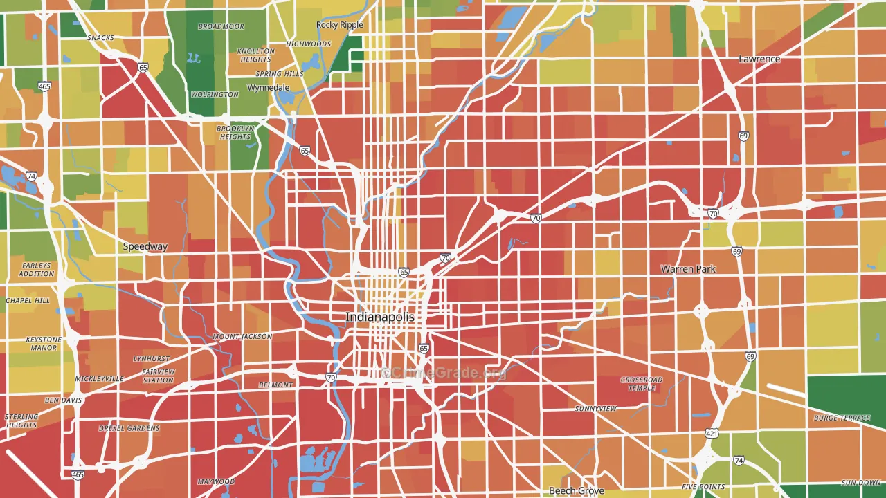 Marion County, IN Map of Burglary Rates