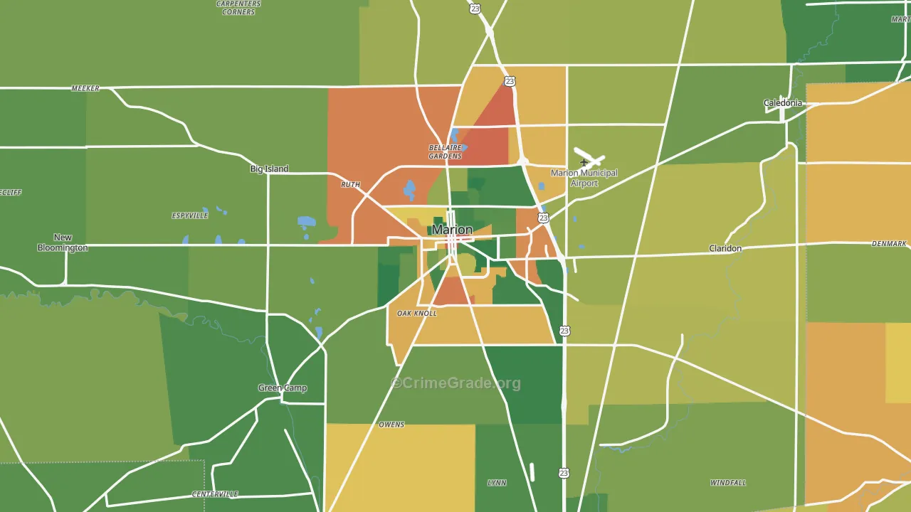 Marion County, OH Map of Burglary Rates