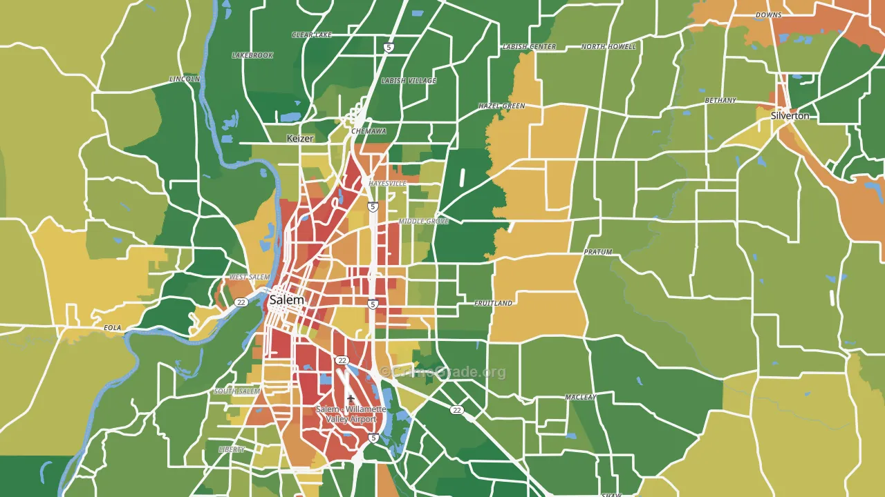 Marion County, OR Map of Burglary Rates