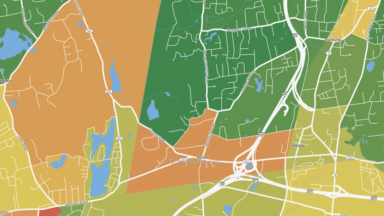 Marion, CT Map of Burglary Rates
