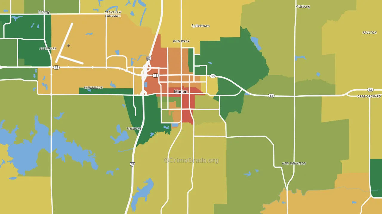Marion, IL Map of Burglary Rates