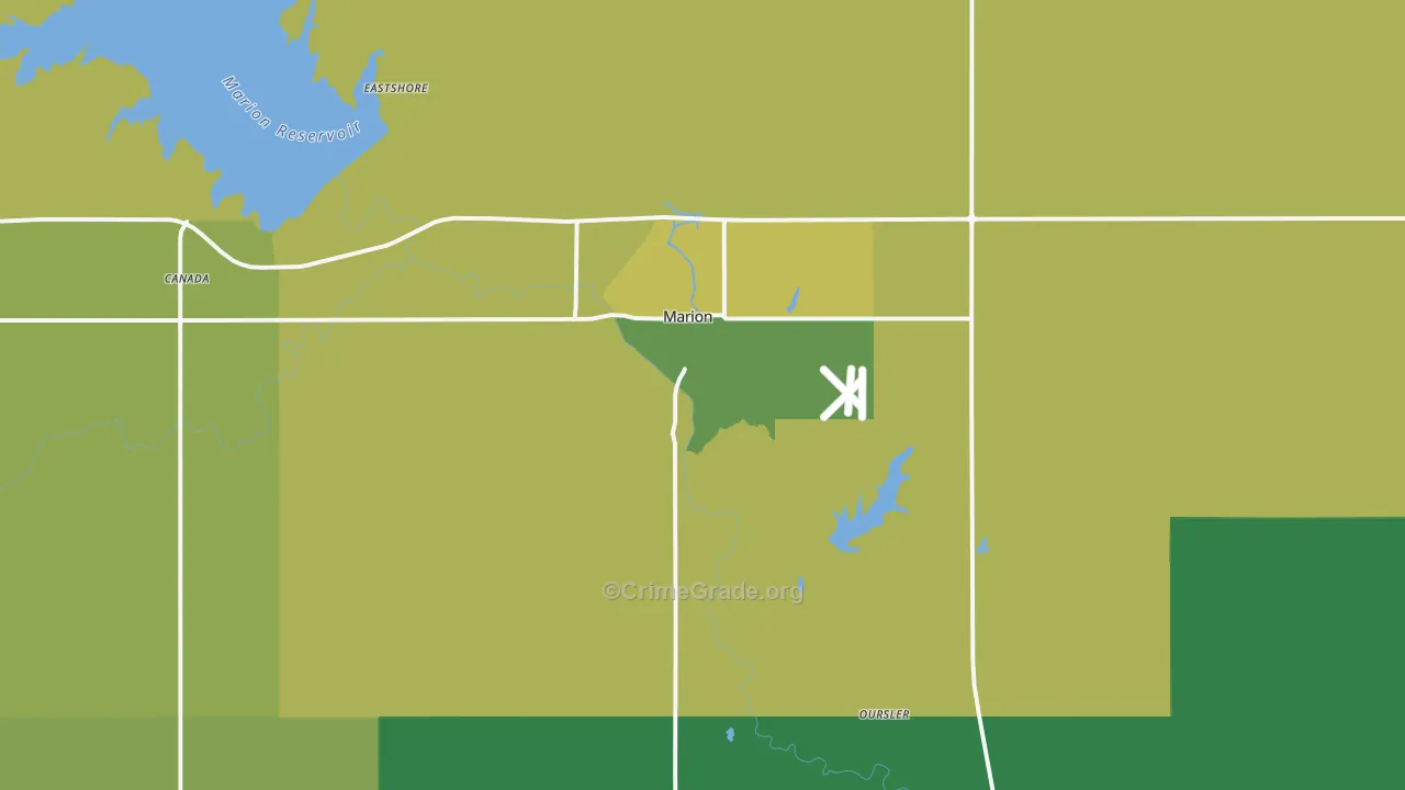 Marion, KS Map of Burglary Rates
