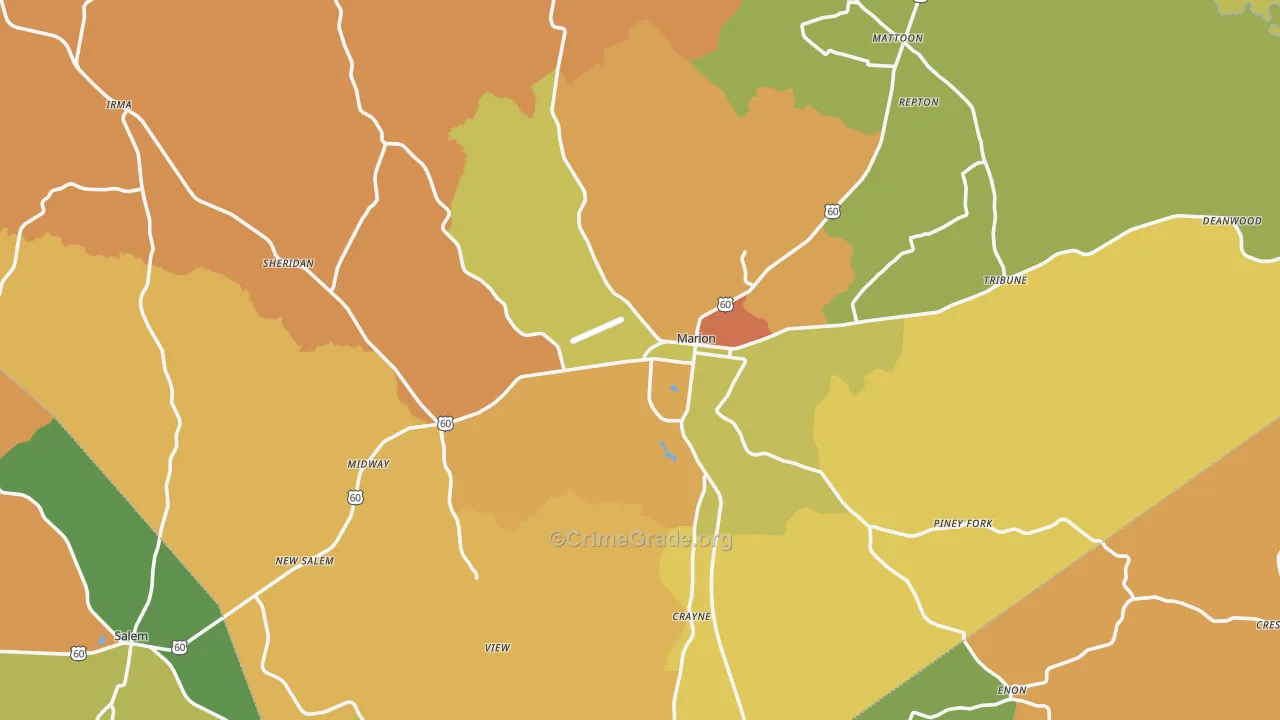 Marion, KY Map of Burglary Rates