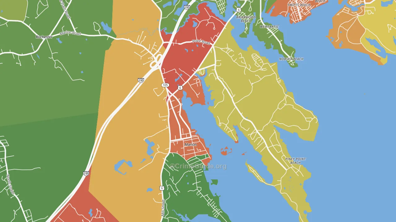 Marion, MA Map of Burglary Rates
