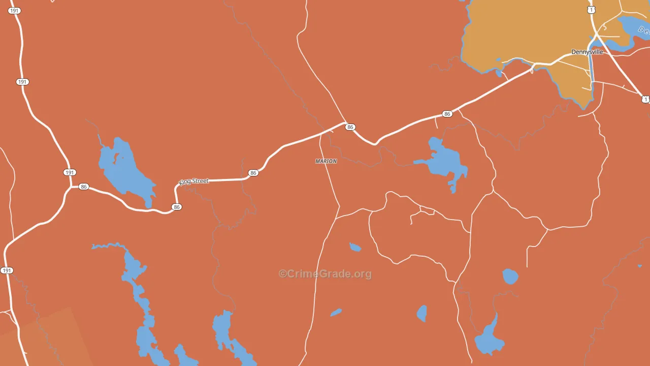 Marion, ME Map of Burglary Rates