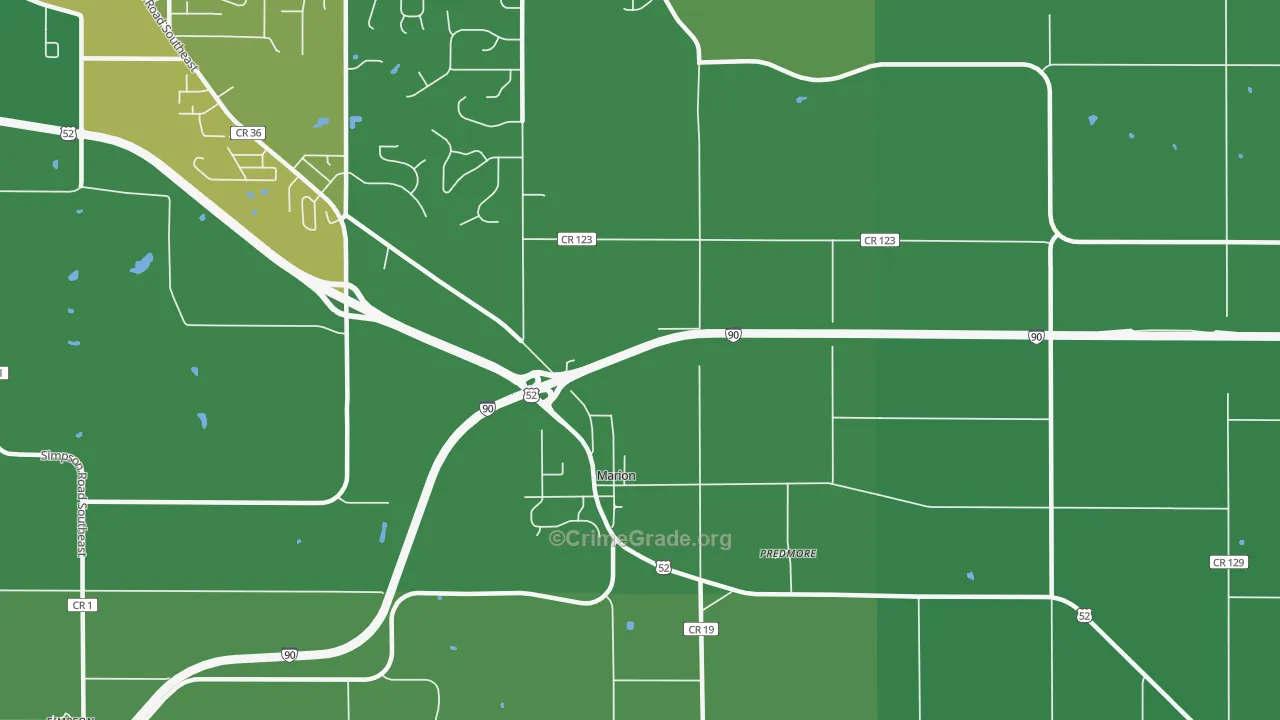 Marion, MN Map of Burglary Rates